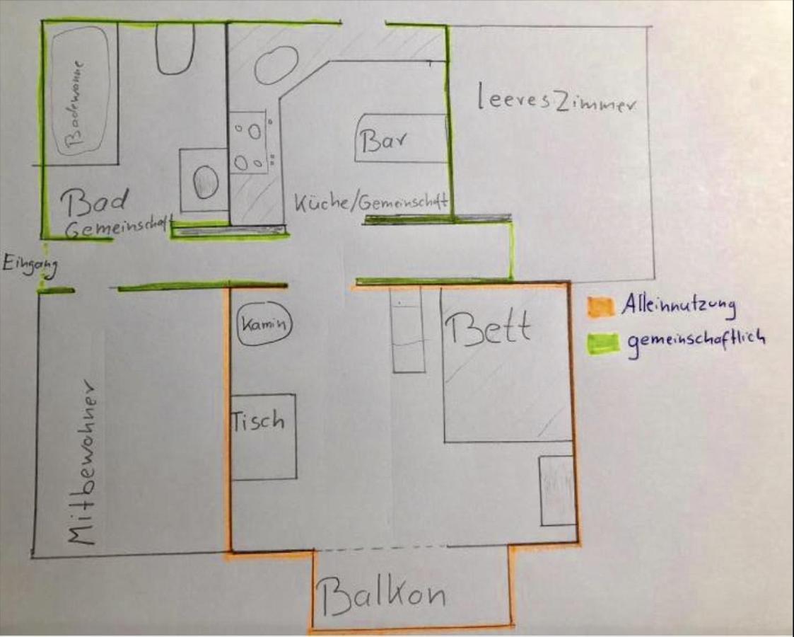 דירות Zentrales Wg-Zimmer 1 Ravensburg, Balkon, Kamin מראה חיצוני תמונה